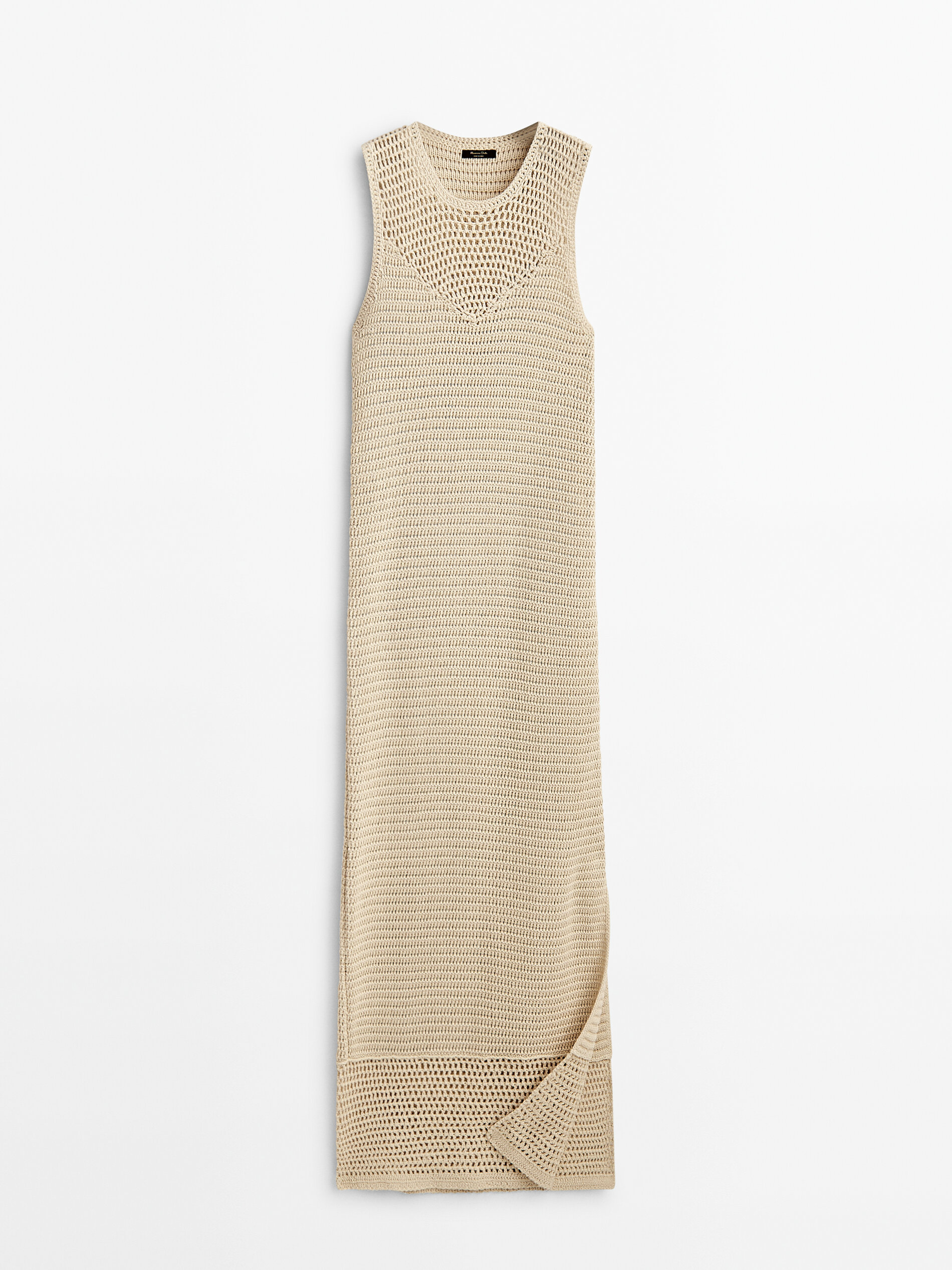 Vestido longo de crochê - BEGE