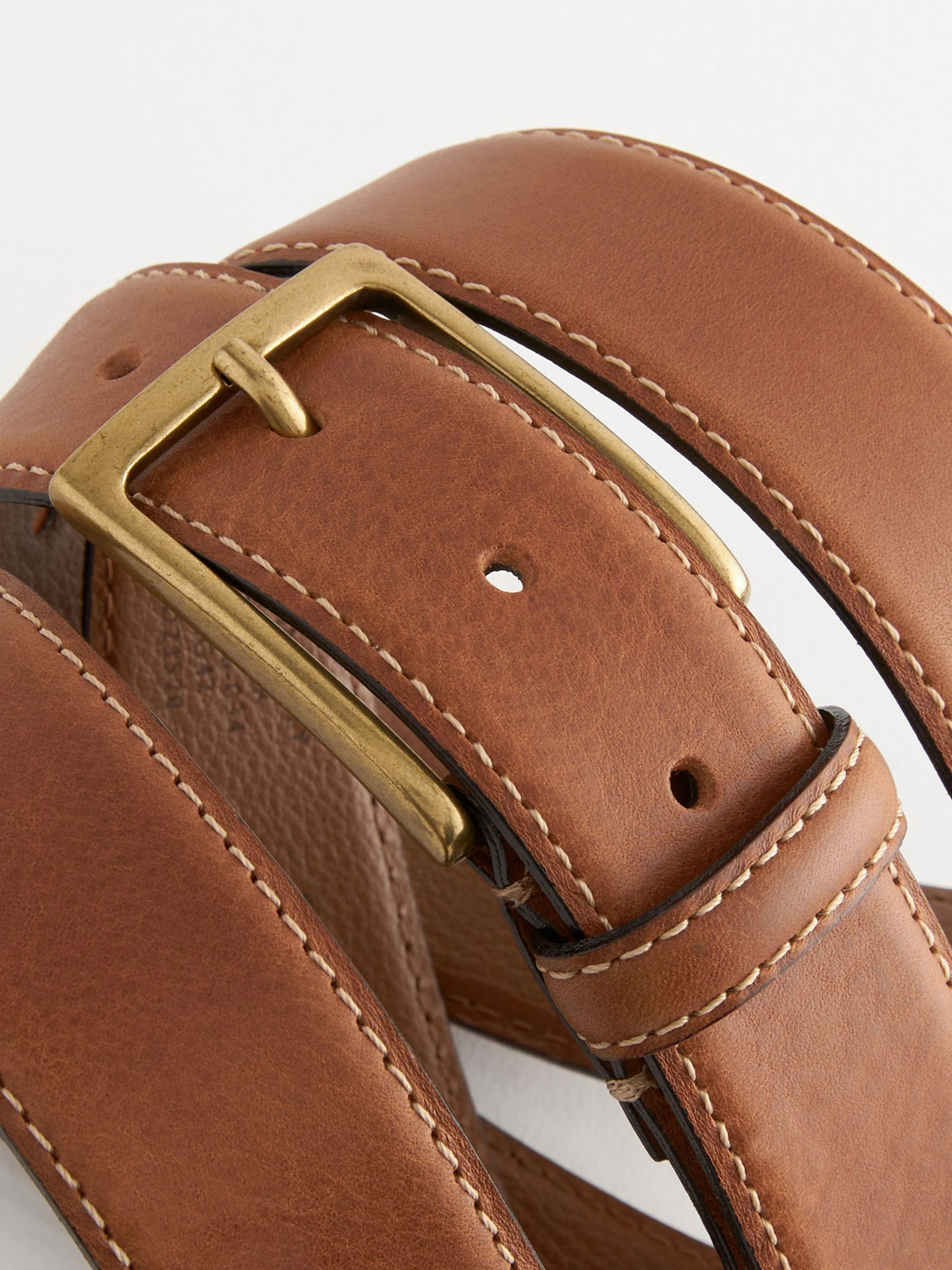 Lichtbruin - Signature leren riem met contrastnaden