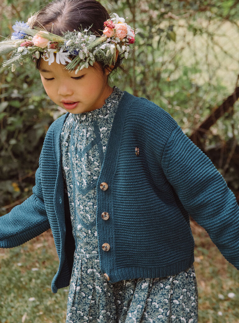 Gilet vert émeraude en maille chenille