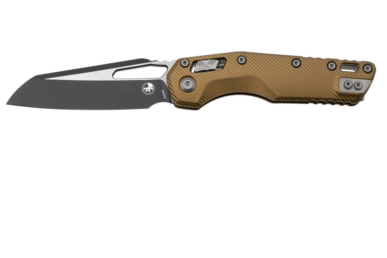 Microtech MSI Standard Issue 210-1FLTA, Two Tone Black M390MK, Fluted Tan Aluminum zakmes