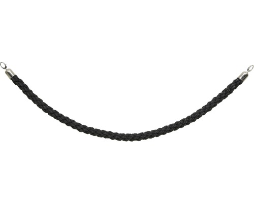 Gedraaid afzetkoord, zwart met chroom uiteinde, 150 cm