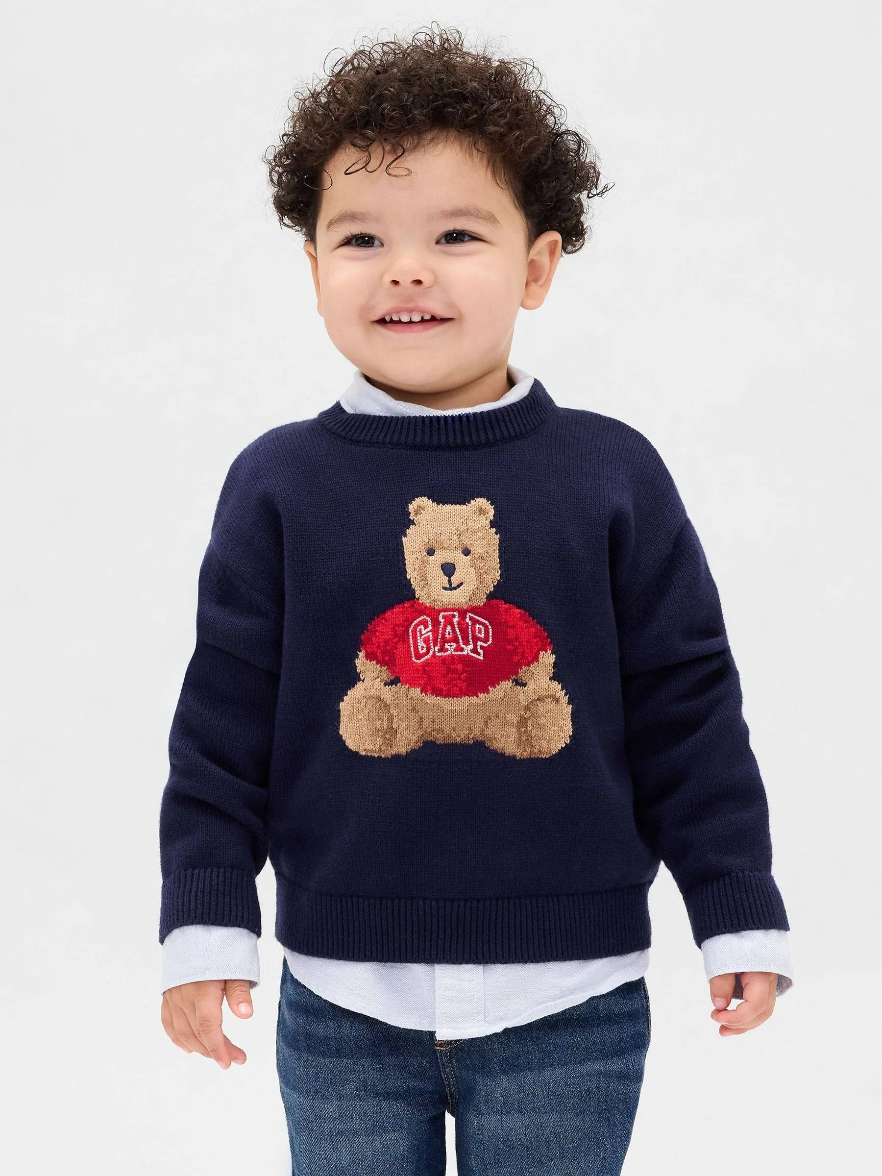 Donkerblauw - Gap Graphic Crew Neck Sweatshirt (6mths-5yrs) (6mths-5yrs)