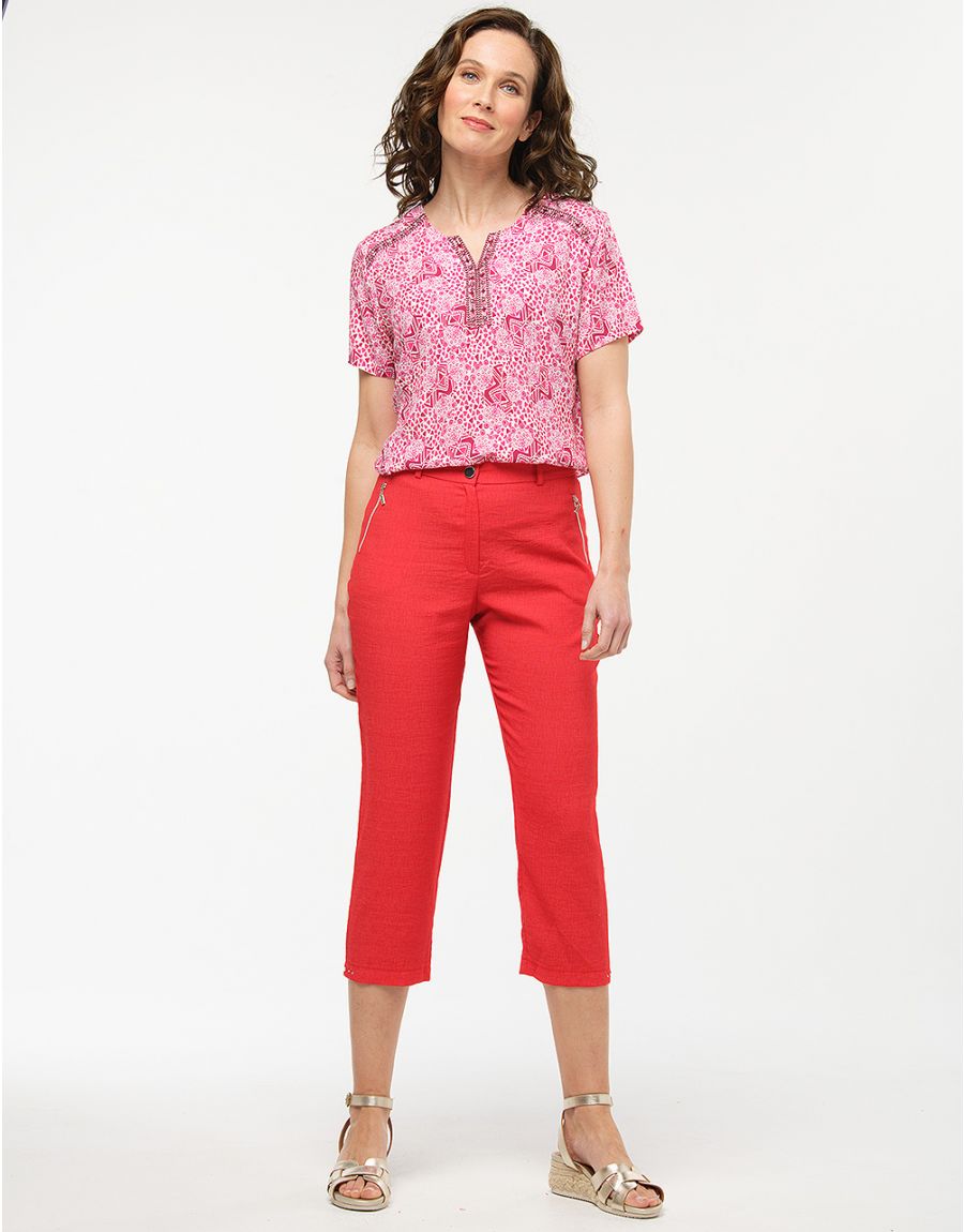 Blouse broderies rouge