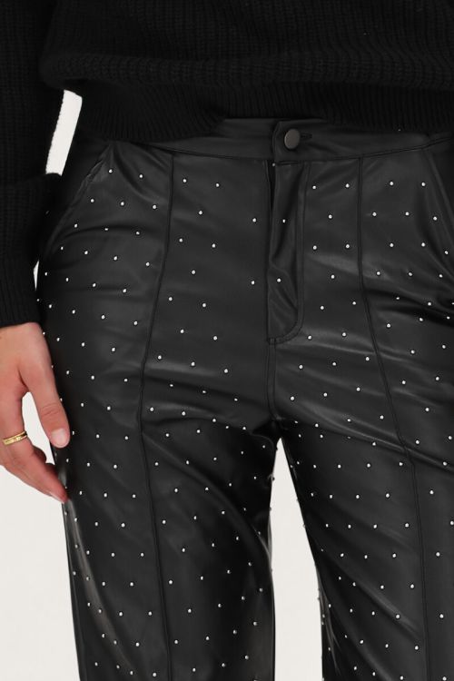 Zwarte straight leg broek met studs