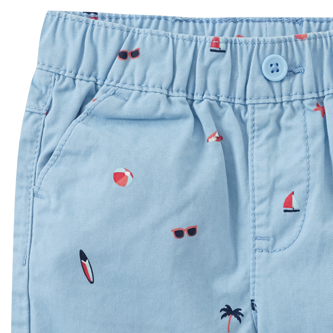 Topomini Baby Bermuda-Shorts mit Strand-Motiven hellblau
