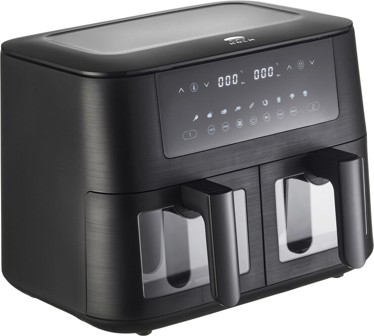 Holm Dobbelt airfryer 2800 watt 9 liter Mat sort Mat sort