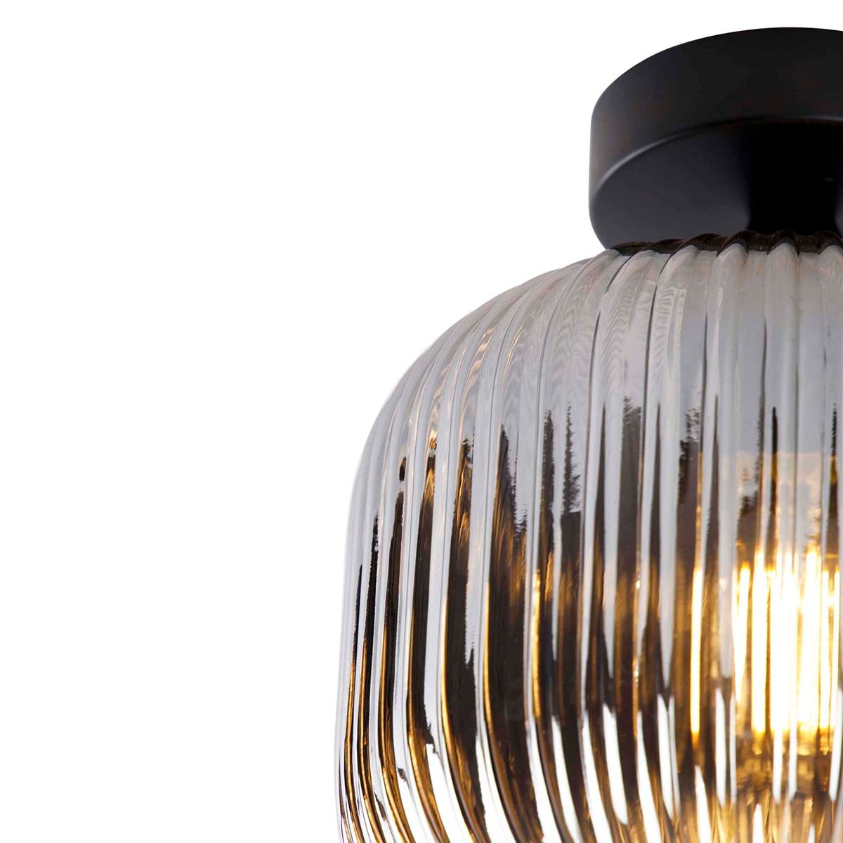 Smart plafondlamp zwart met smoke glas incl. Wifi A60 - Karel