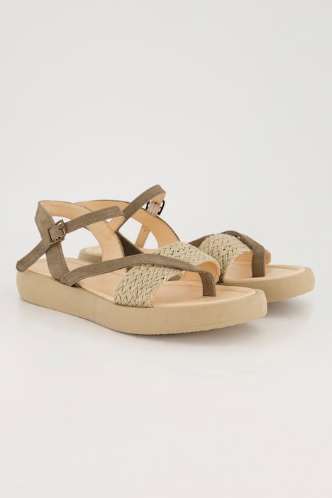 Sandalen, zweifarbig, Flechtriemen, Weite H