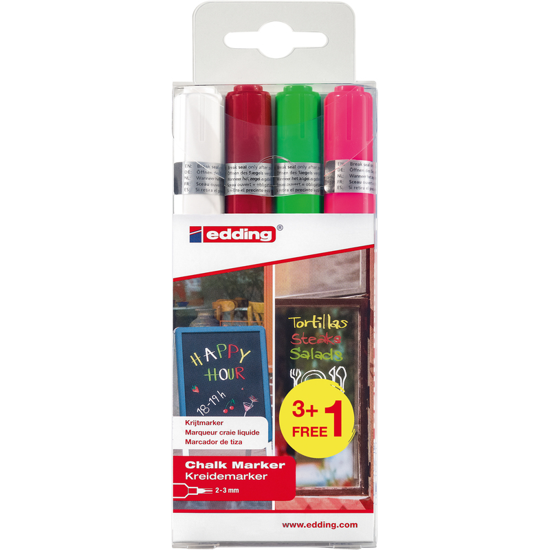 Edding Kreidemarker 4095, 4 Stück, assortiert