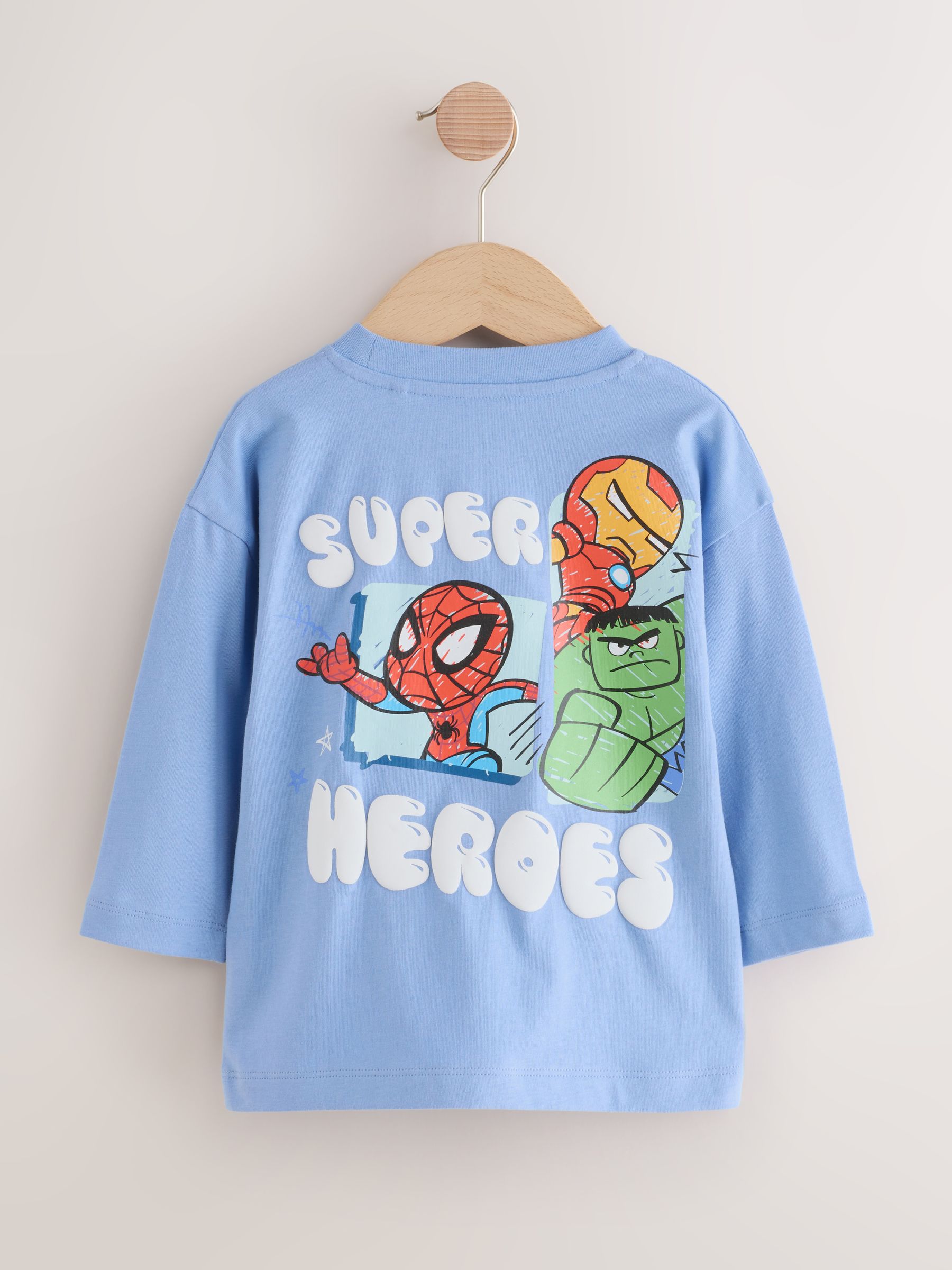 Blauw - Marvel T-shirt met lange mouwen (6mnd-8jr)