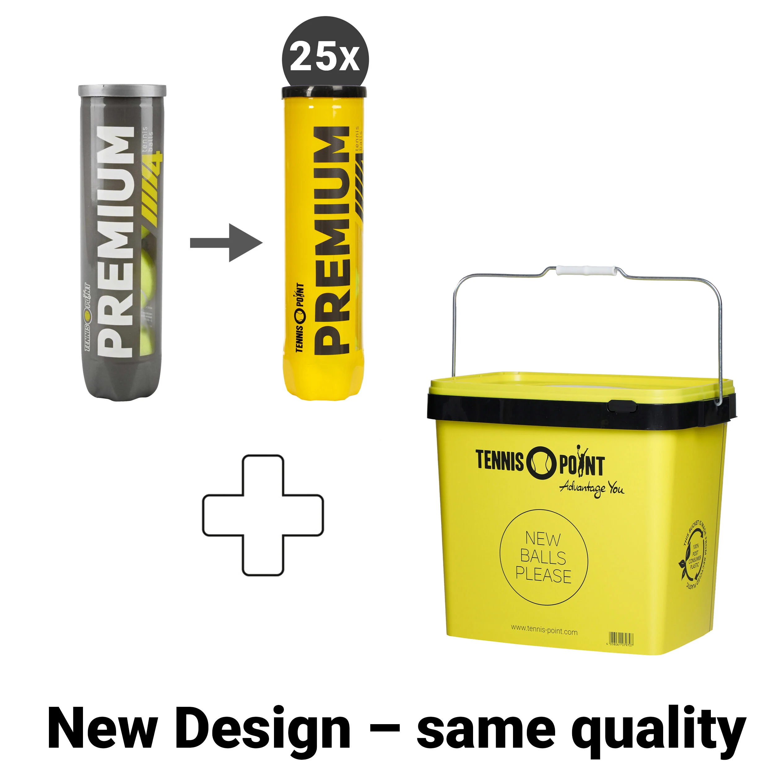 Tennis-Point 25 X Premium Tube De 4 + Seau À Balles