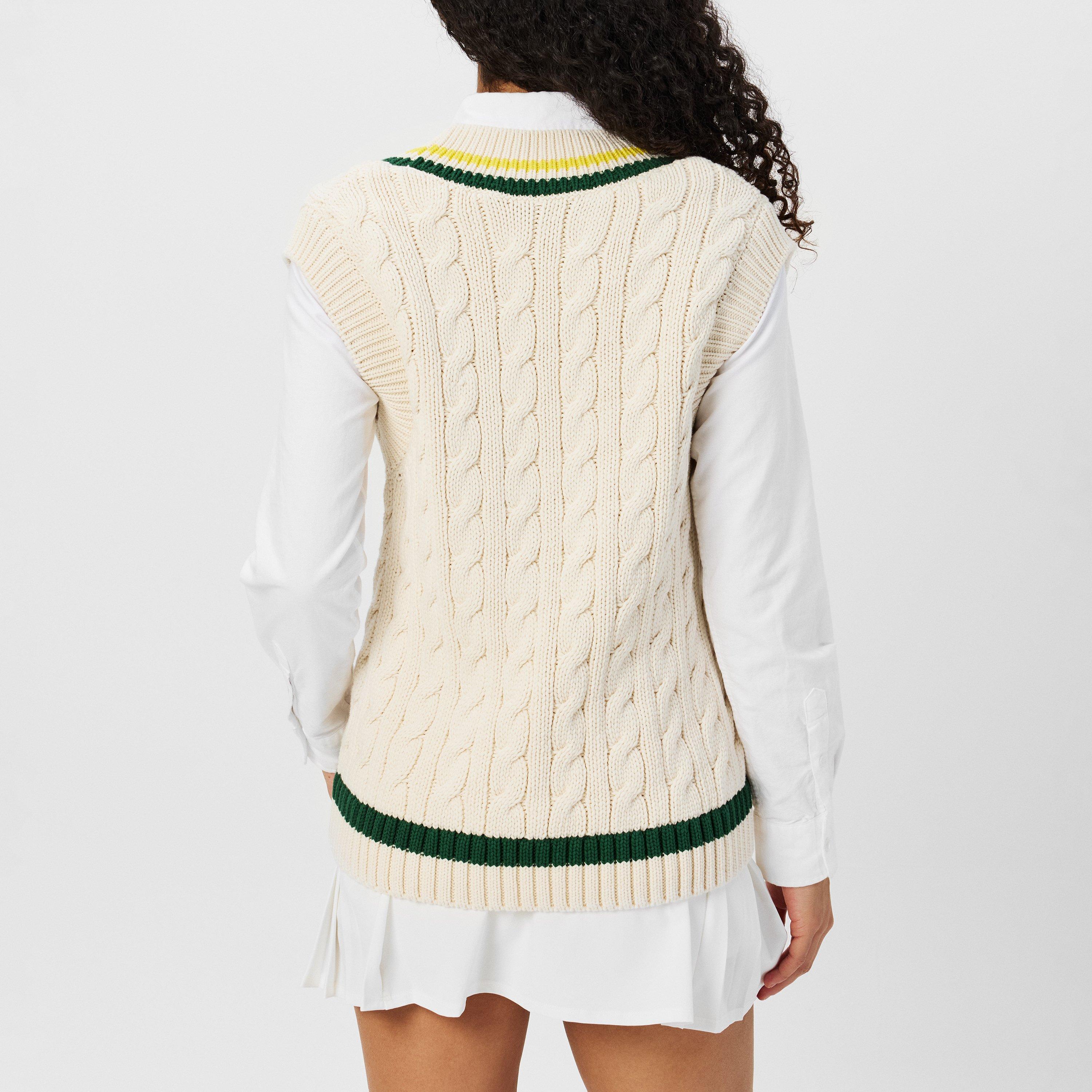 Lacoste V Neck Cable Knit Sweater Vest