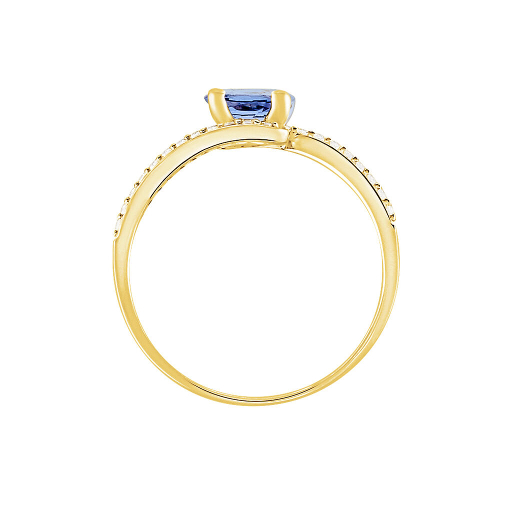 Bague Loriane Or Jaune Iolite Et Oxyde De Zirconium