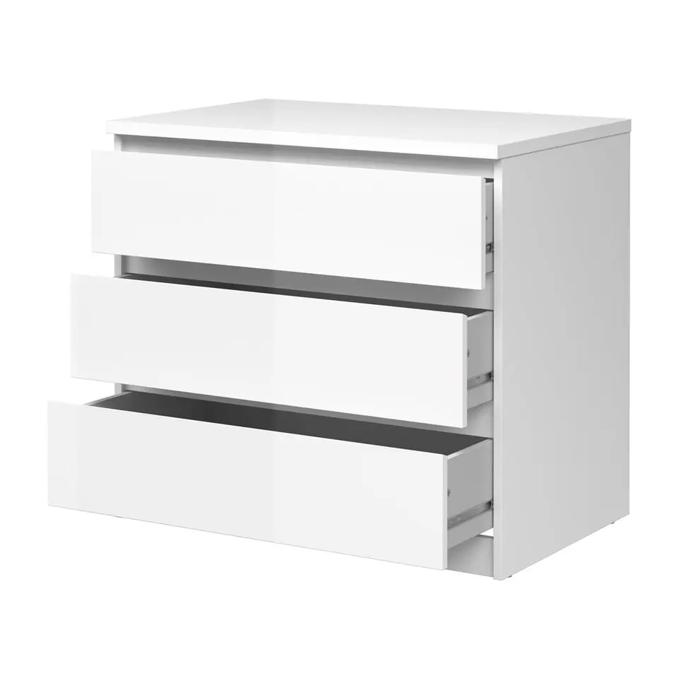 Ladekast Naia 3 lades - hoogglans wit - 70,1x76,8x50 cm