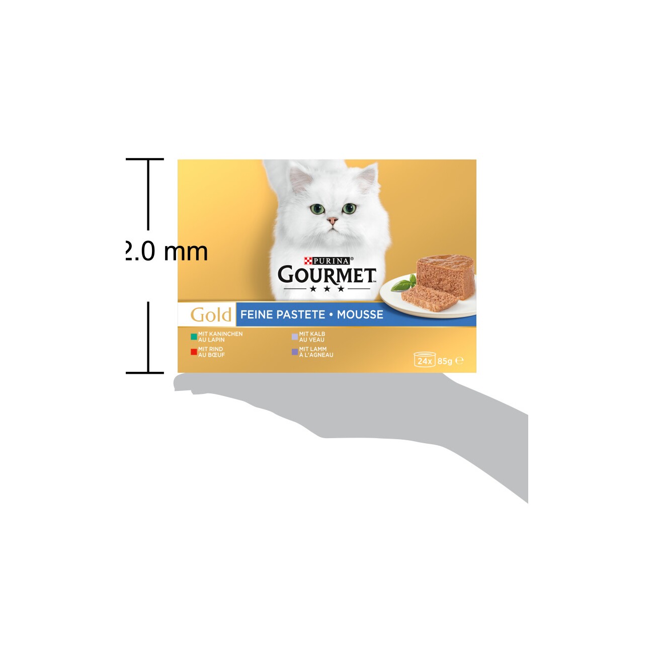 GOURMET Gold Feine Pastete Kaninchen, Rind, Kalb, Lamm 24x85g Stk.