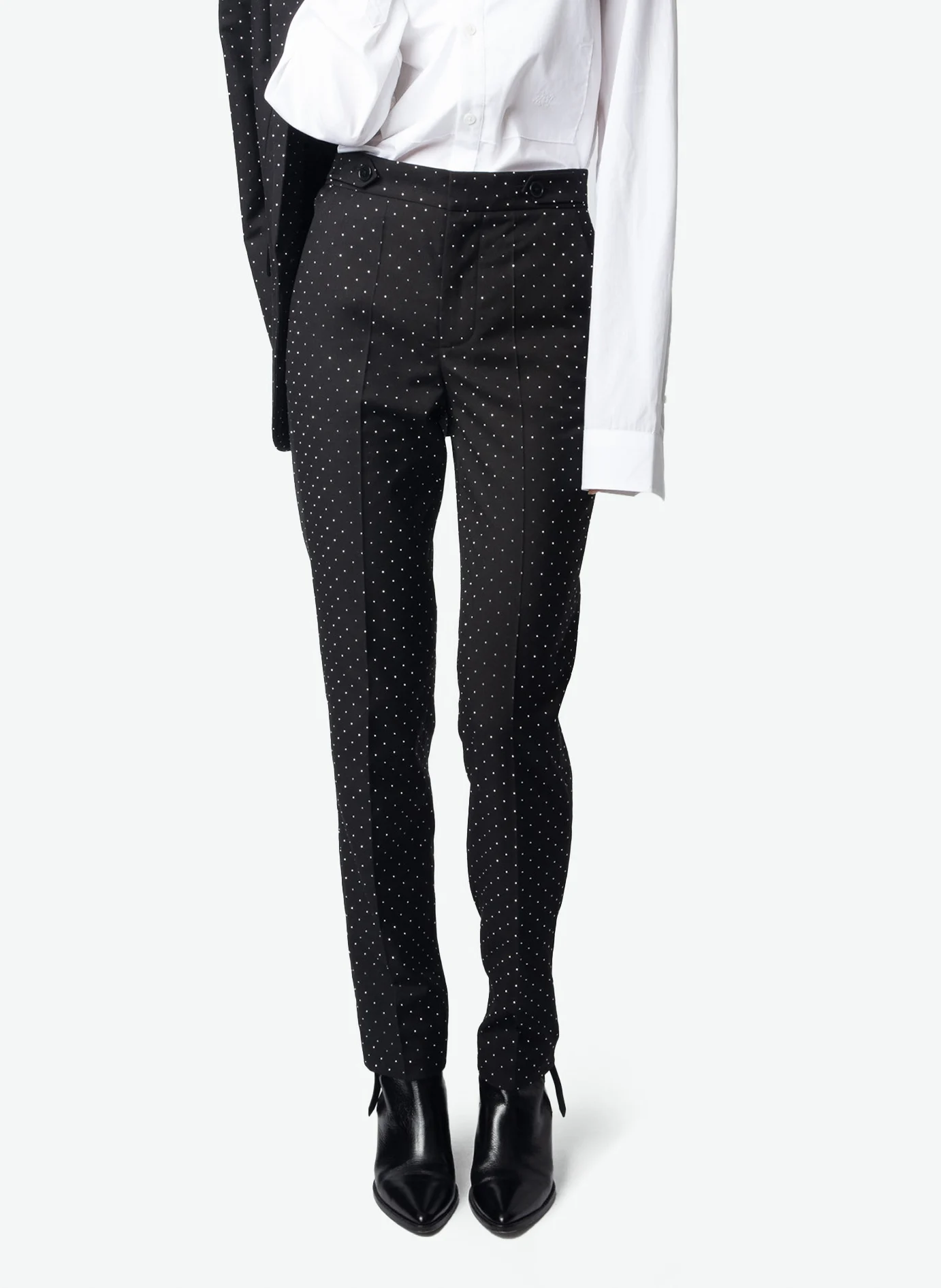 PANNY - Pantalon tailleur droit à strass | Noir