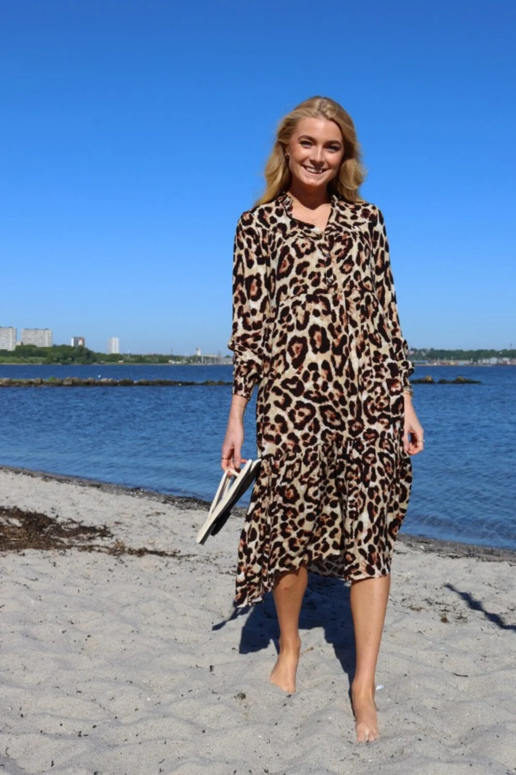 Liberte Mag-Ls-Vneck-Dress brown leo