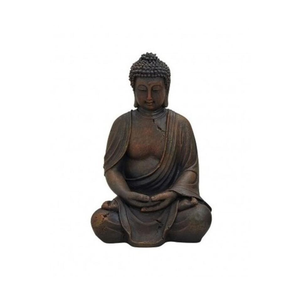 Boeddha beeld - bruin - zittend - polystone - 30 cm