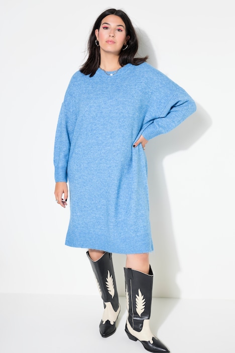 Strickkleid, oversized, Midikleid, Rundhals, Langarm