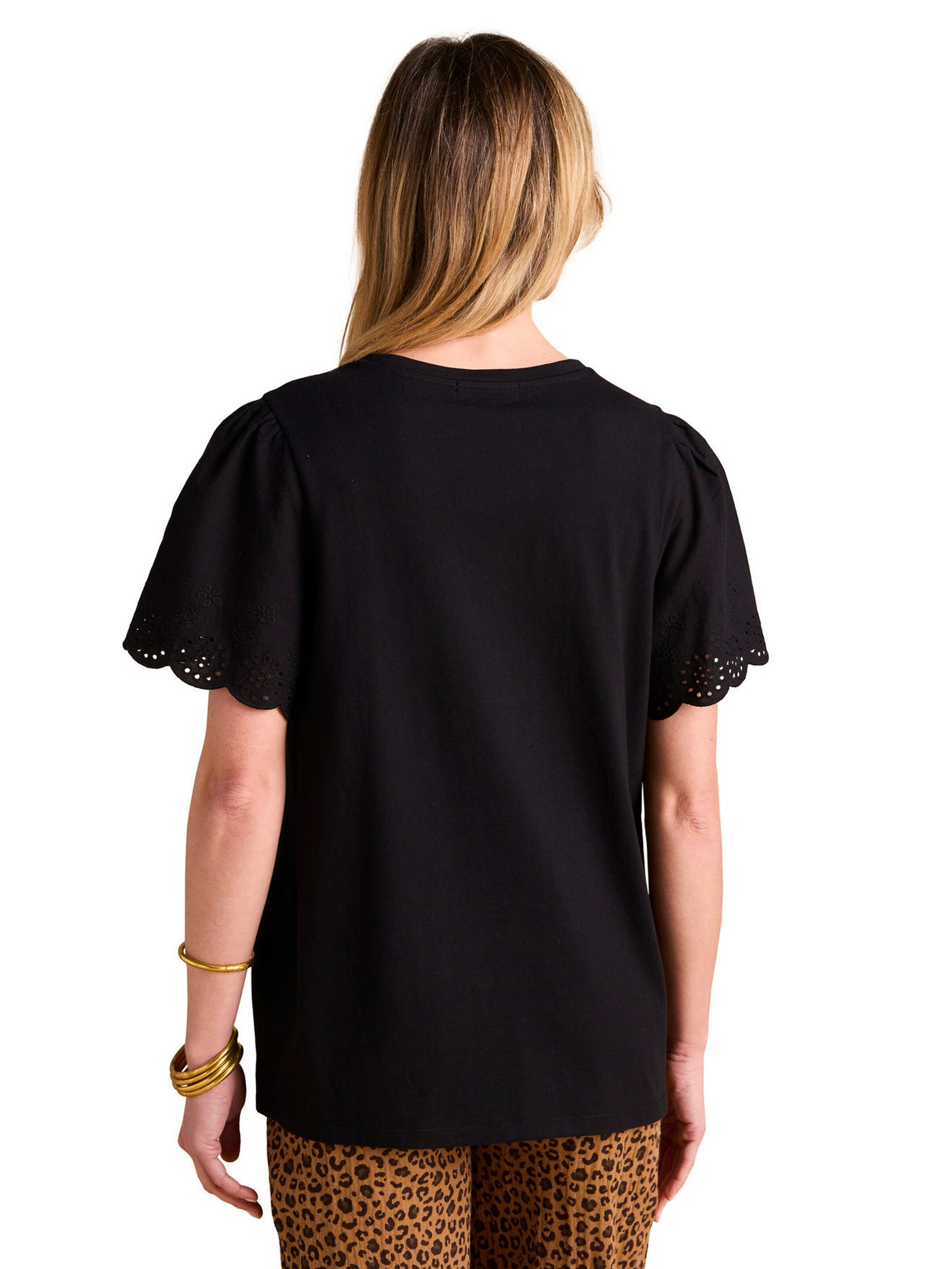 Envie de Fraise Bio-Kollektion: Umstands-Shirt mit Lochmuster am Ärmel schwarz