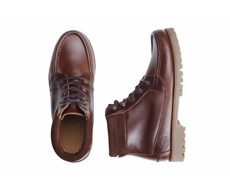 Boots Outdoor cuir chocolat homme - SHENLEY GOMME
