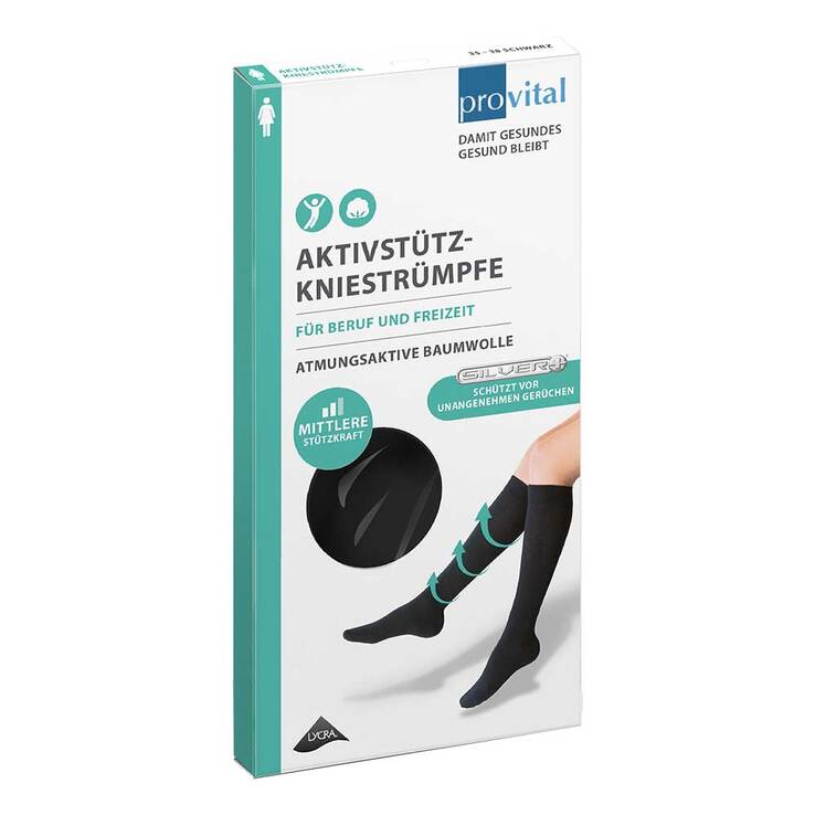 Provital Aktivstützkniestrümpfe Damen Größe 35 - 38 schwarz, 2 St