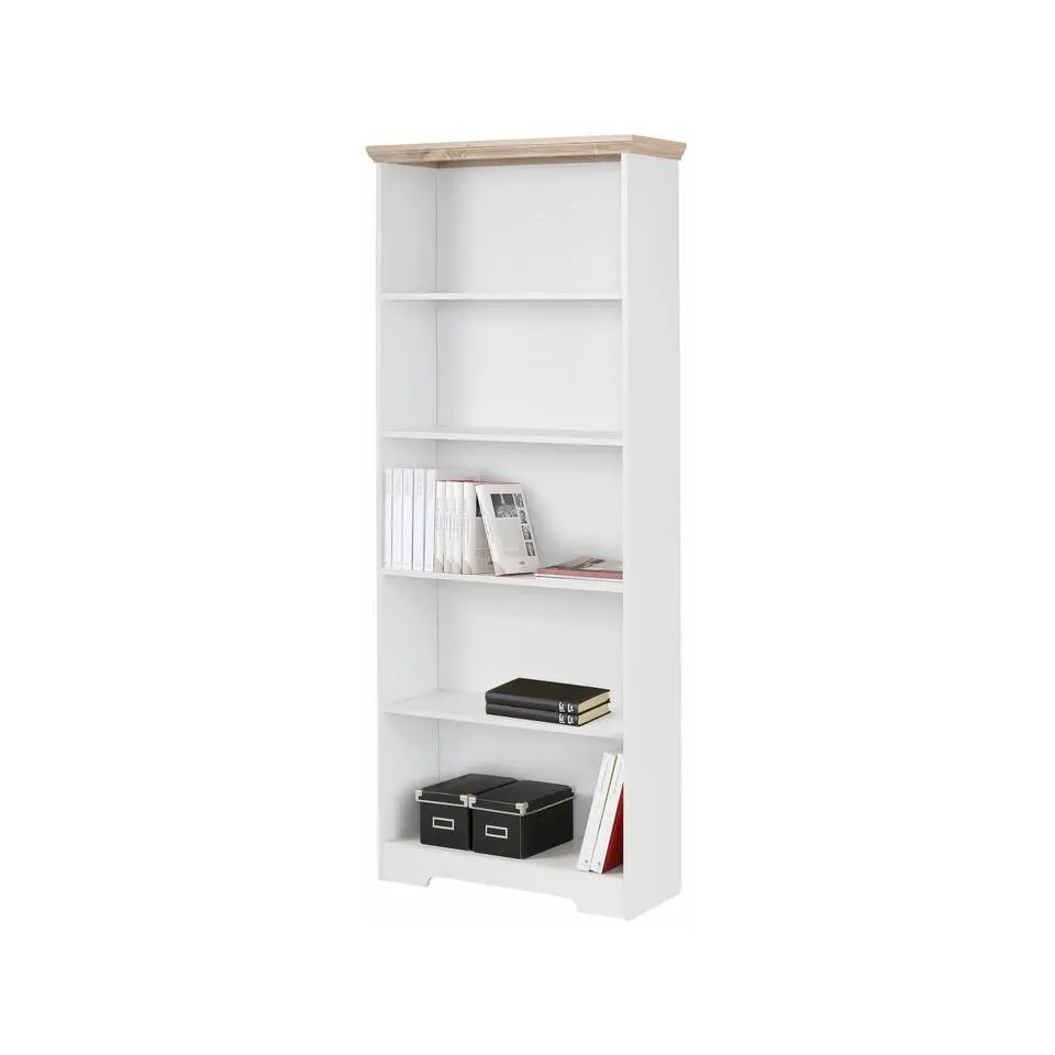 Nanna - Boekenkast met 5 planken in wit / eiken effect