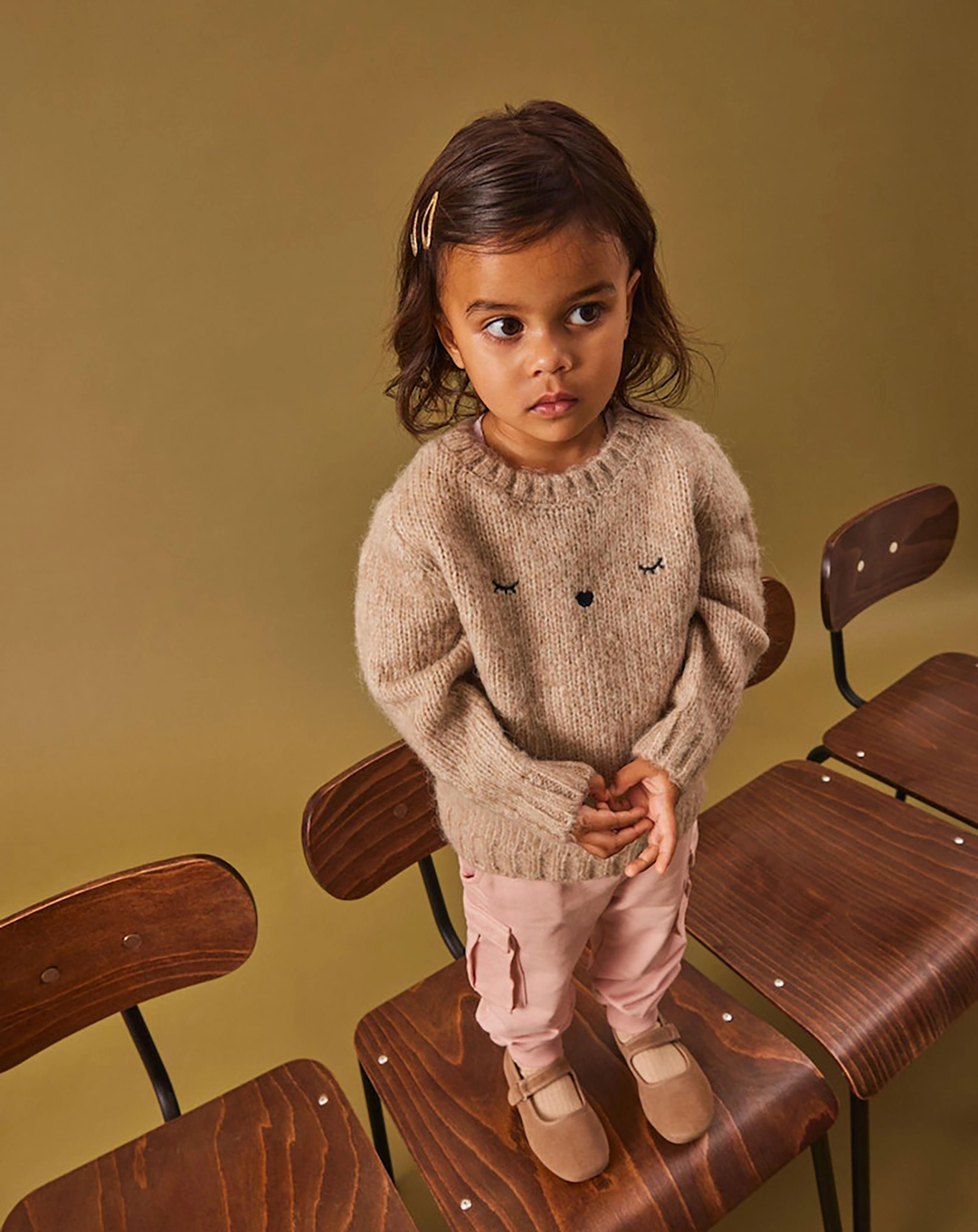 Strickpullover NMFOLASNA FACE in oxford tan