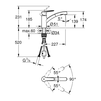Grohe keukenkraan Start dual spray QuickFix supersteel (RVS look)
