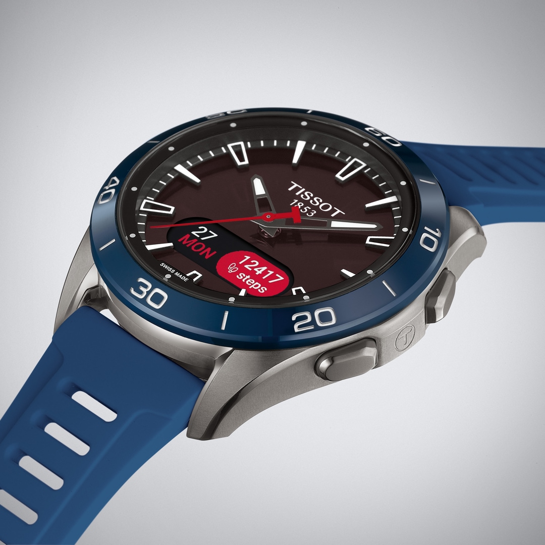 Tissot T-Touch Connect Sport Smartwatch Titan mit blauem Silikonarmband