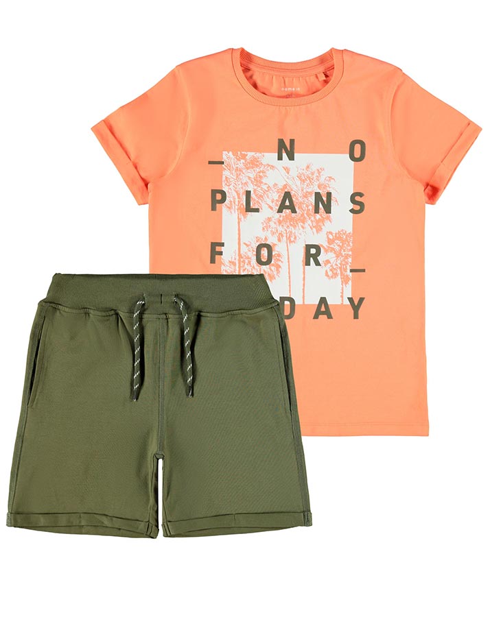 Bermudas NKMJARL mit T-Shirt in melon