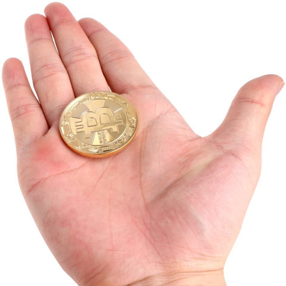 (Ø38mm) Bitcoin BTC Krypto Münze Souvenir Sammlerstück inkl. Münzkapsel - Gold