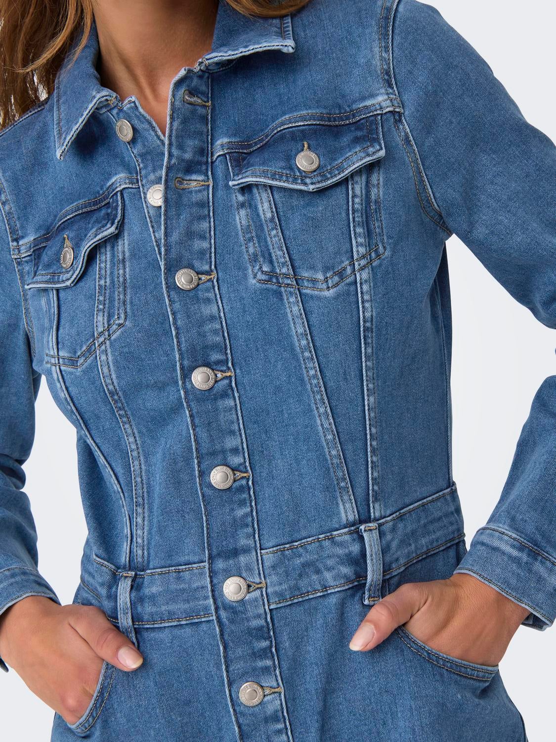 ONLELLEN Langes Kleid Medium Blue Denim