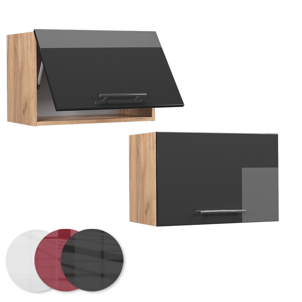Vicco Hängeschrank Küchenschrank Küchenmöbel Fame-Line Eiche Anthrazit modern 60 cm Küche Einbauküche Hängeschrank Klapptür Dunstabzugshaube Küchenzeile Hochglanz