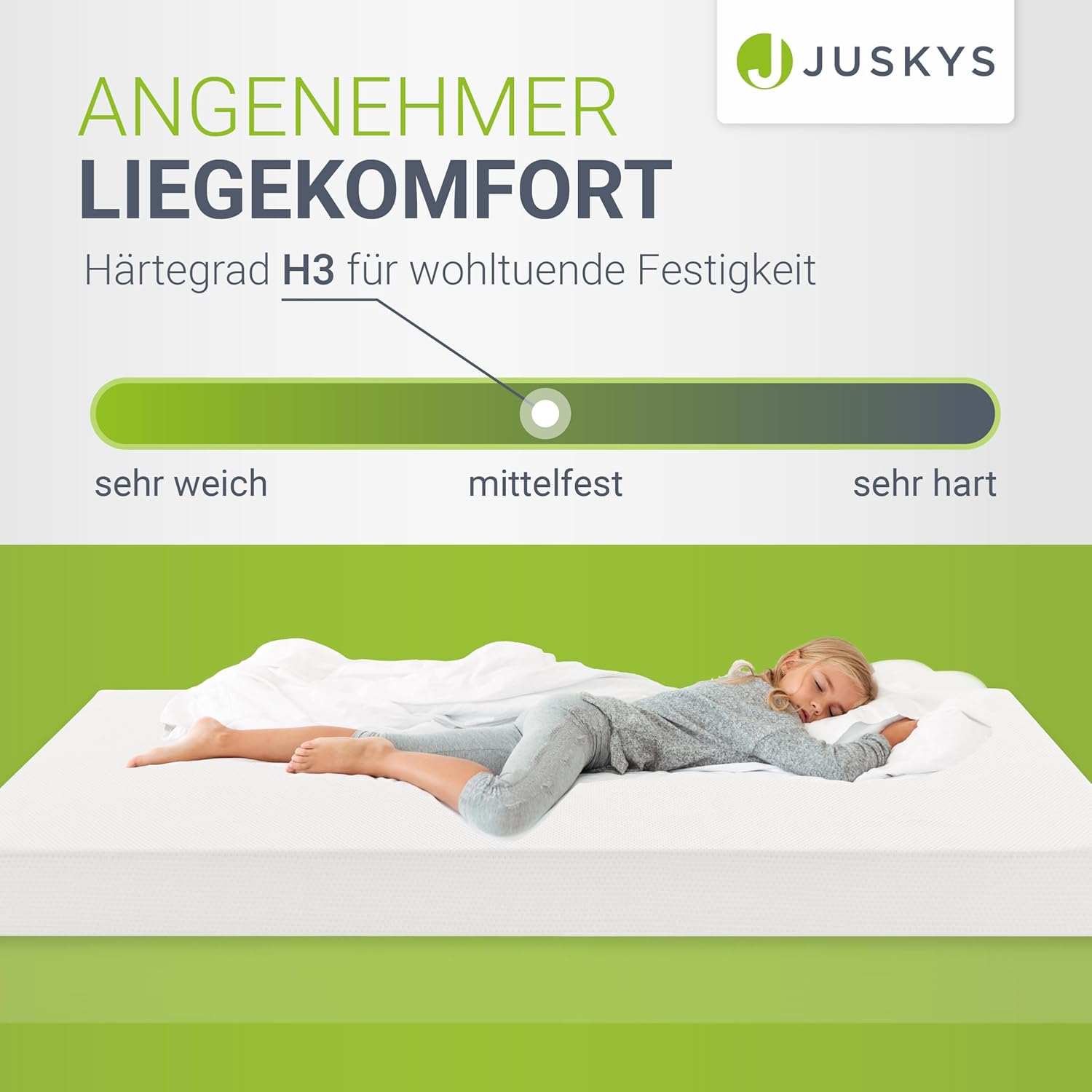 Juskys Kaltschaummatratze 90x200 cm, atmungsaktiv & antibakteriell, Bezug abziehbar & waschbar, Härtegrad H3, 16 cm Höhe - Matratze aus Kaltschaum