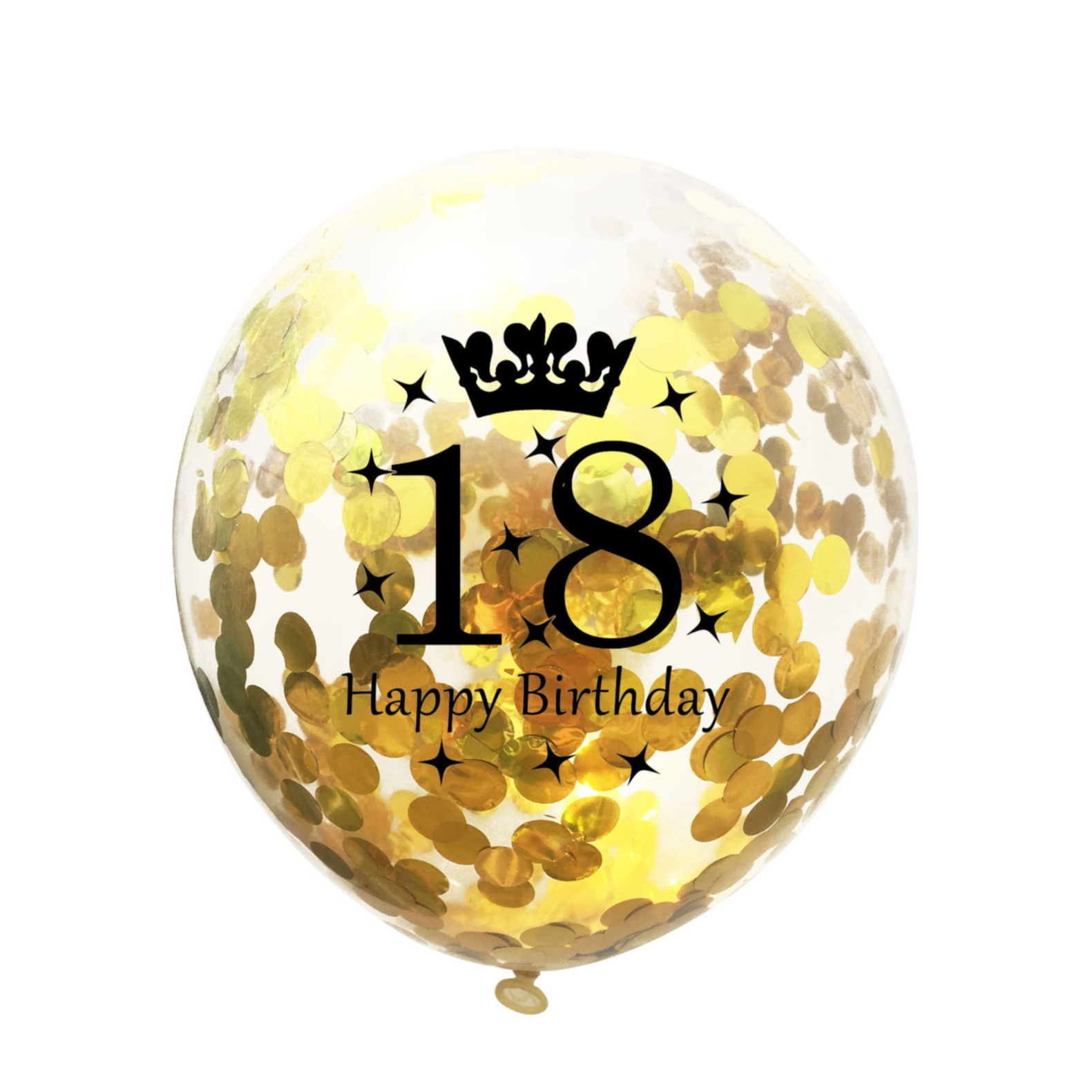 (15er Set) Ø30cm Party Deko Ballons Latex Luftballons 18 Happy Birthday mit Konfetti - Schwarz / Gold / Transparent