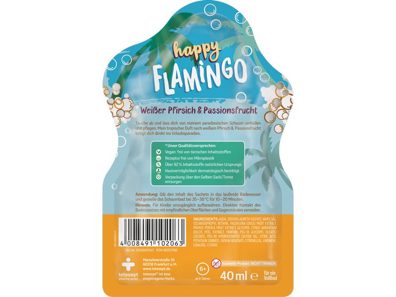 tetesept Schaumbad Happy Flamingo 40 ml Pflegendes Schaumbad mit langanhaltendem Schaum