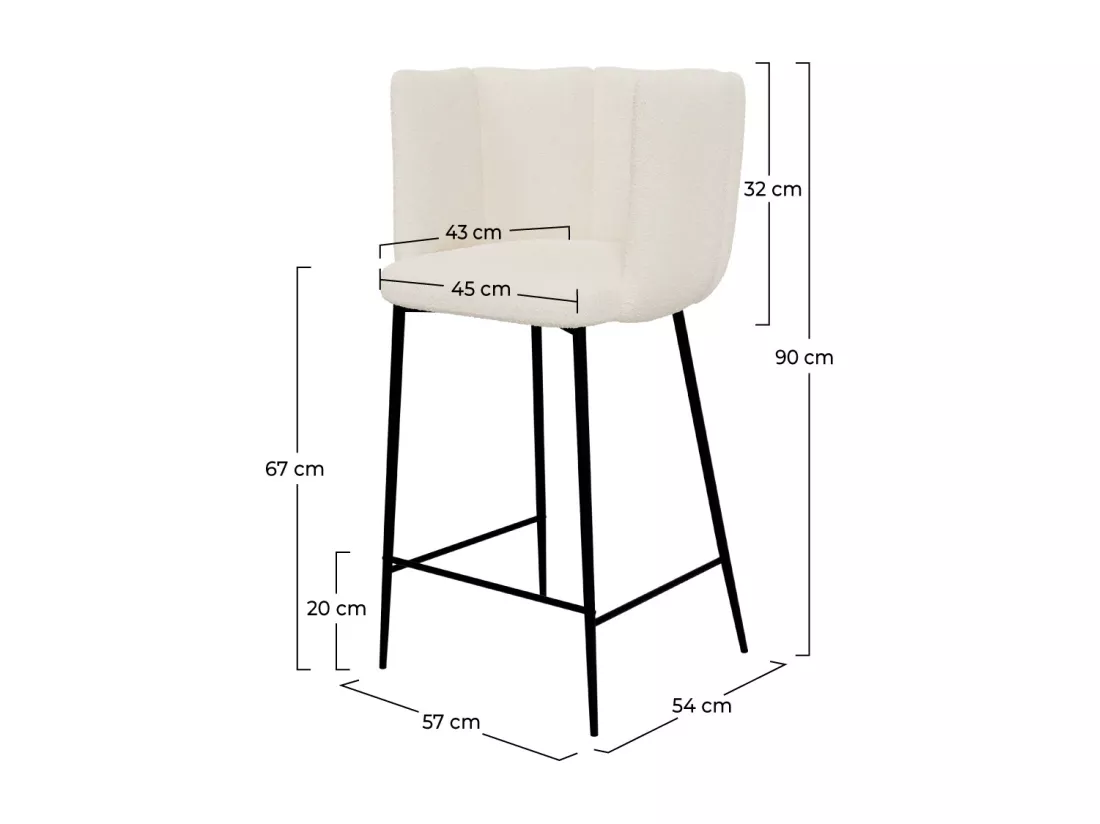 Lot de 2 chaises pour îlot central 67 cm en tissu bouclé beige - Rosy