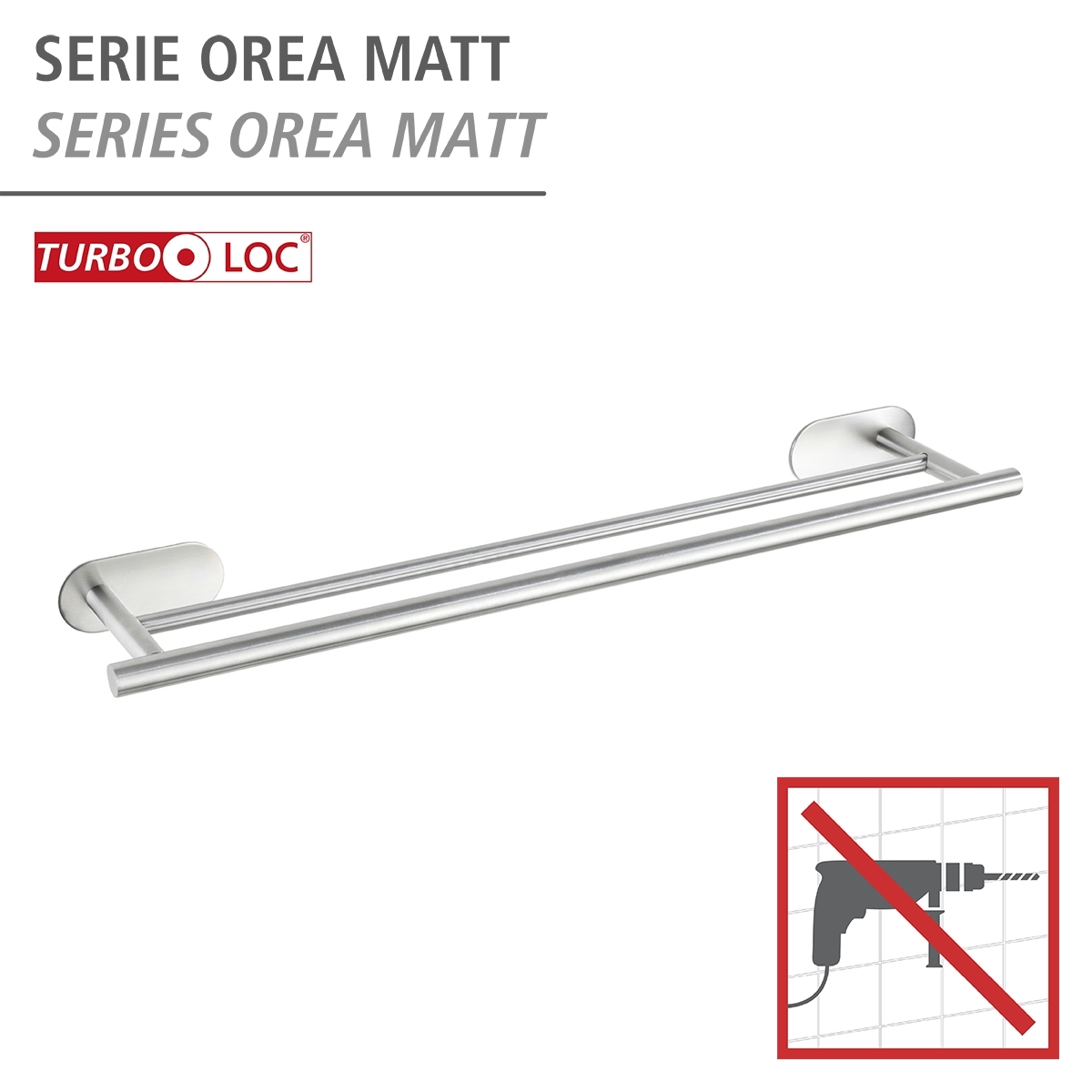 Wenko Orea turbo-loc handdoekhouder duo RVS mat