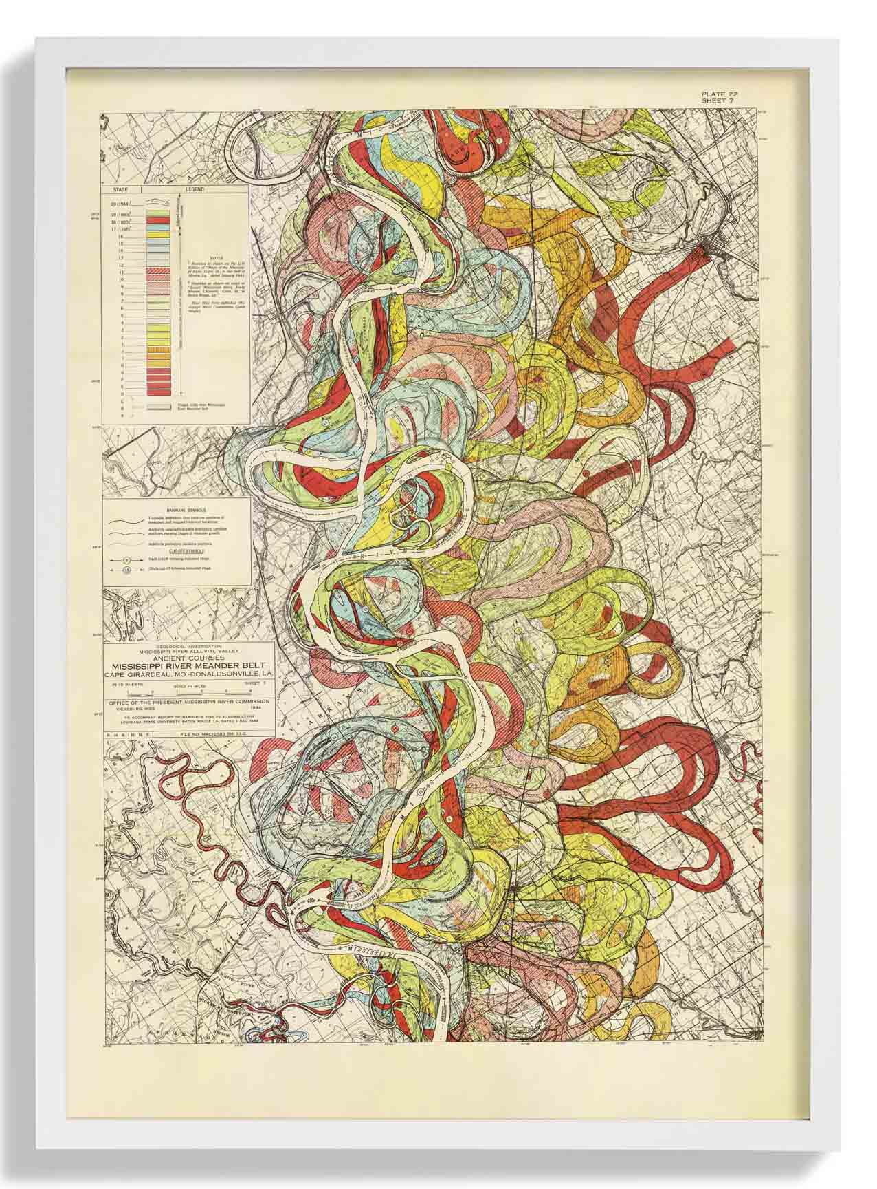 Der mäandernde Mississippi von Harold Fisk; Tafel 22, Blatt 7