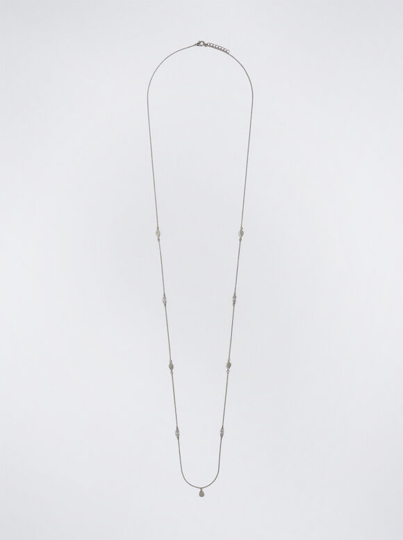 Colar prateado com zircônias cúbicas - Prata