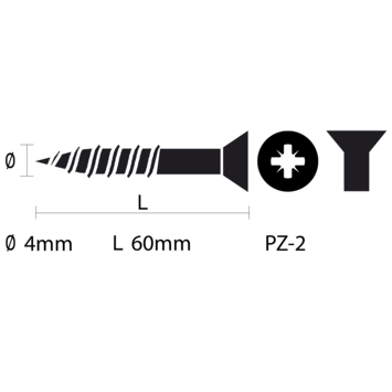 GAMMA schroef universeel platkop RVS 4.0x60 mm 20 stuks