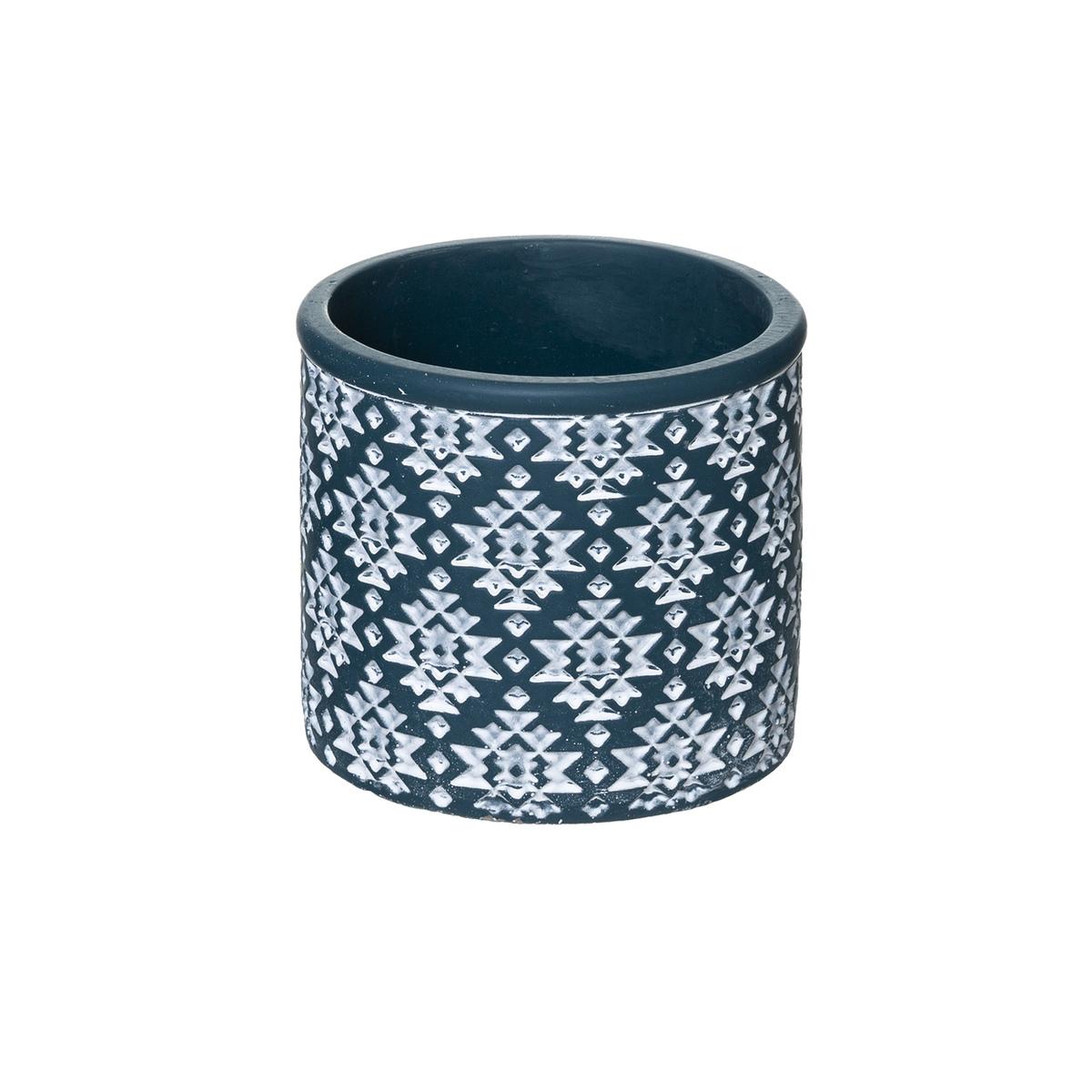 POT CIMENT HACIENDA TERRACOTTA OU BLEU D14X13CM