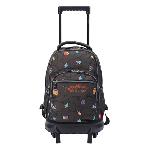 Mochila escolar pequena Totto com rodas, estampa de videogame, tamanho Ream