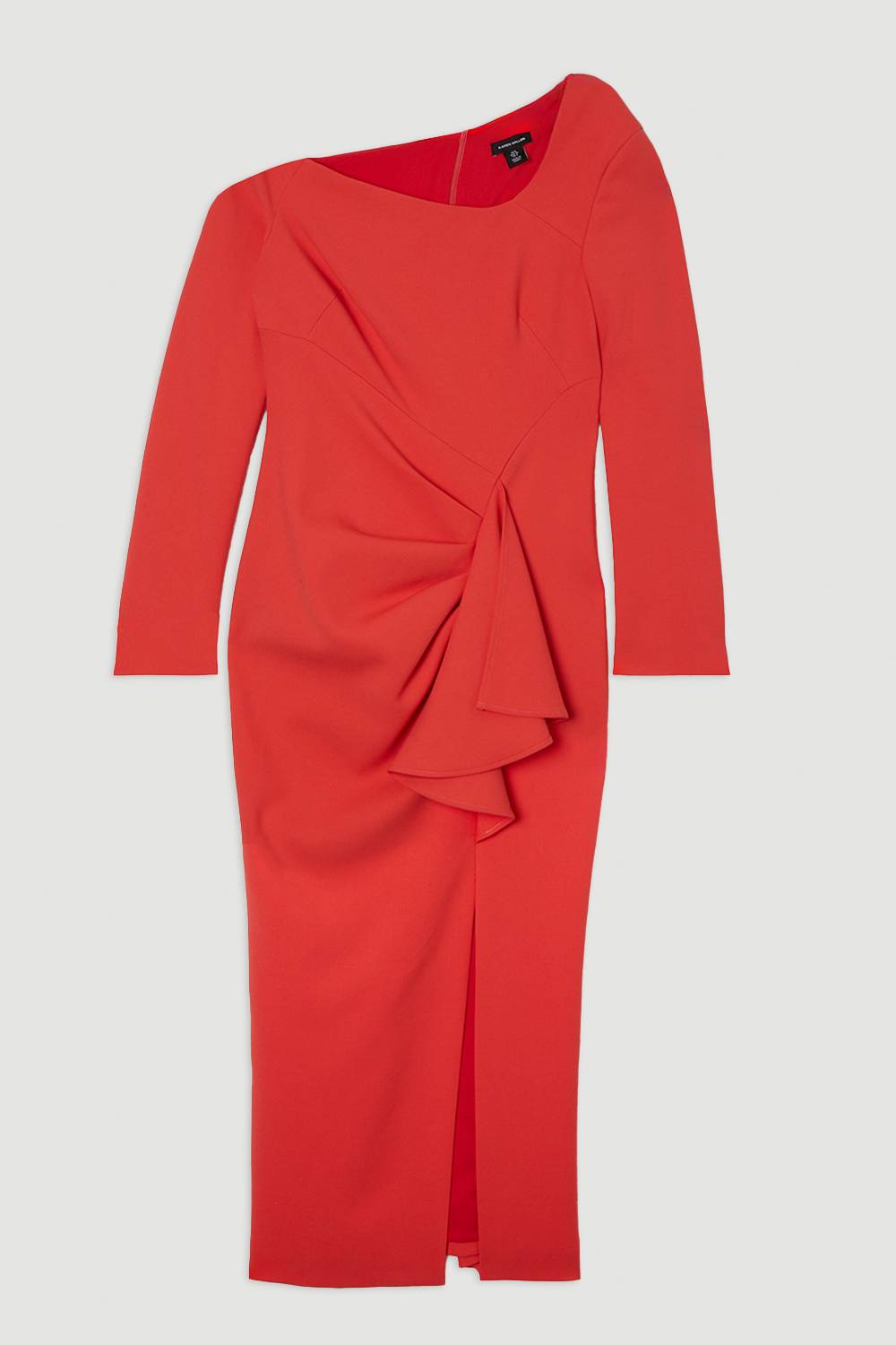 KarenMillen Robe midi drapée stretch compacte à encolure asymétrique