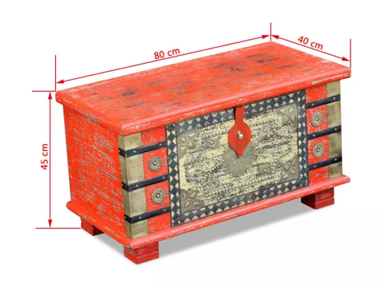 Coffre de rangement Bois de manguier rouge 80 x 40 x 45 cm