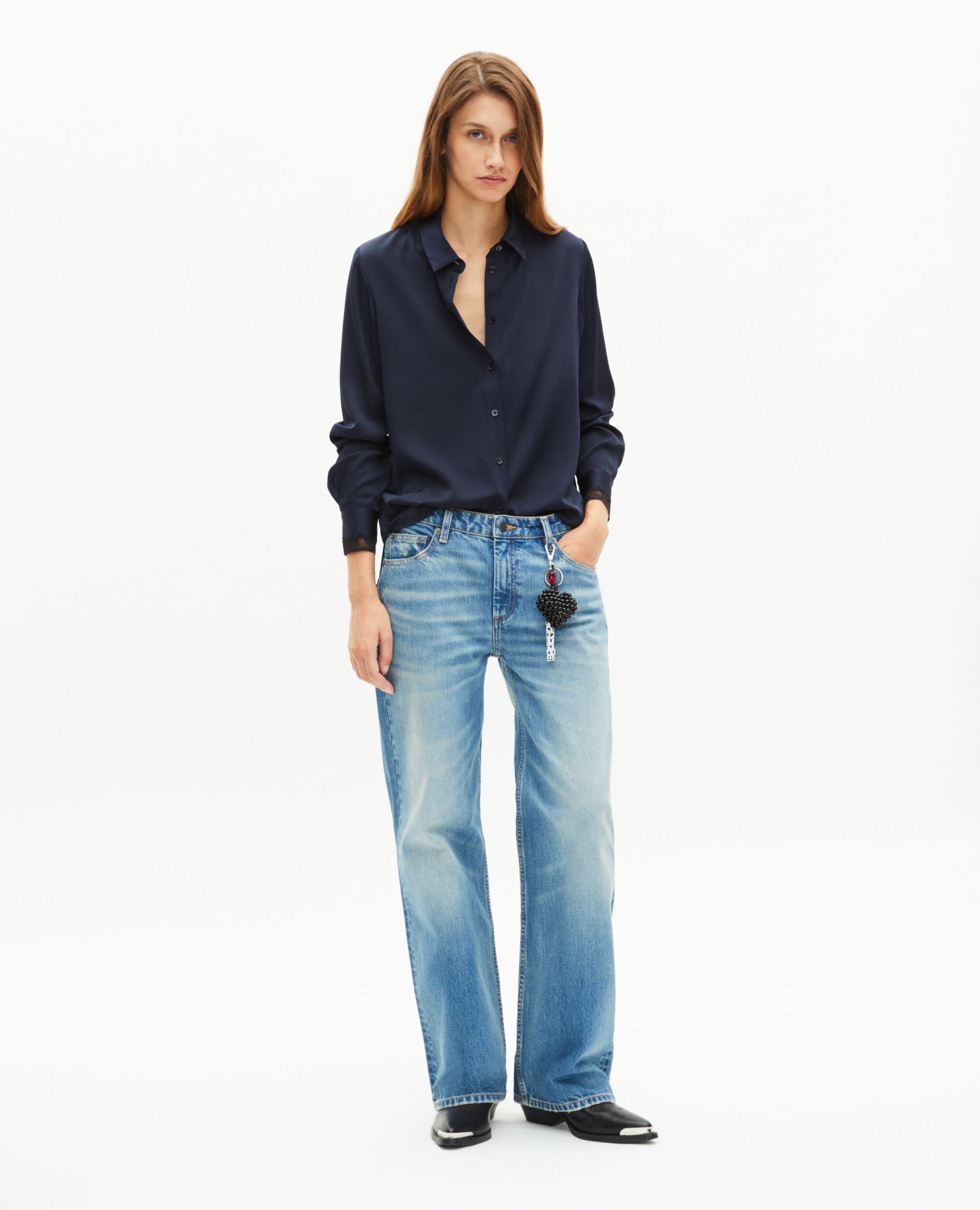 Chemise en soie marine