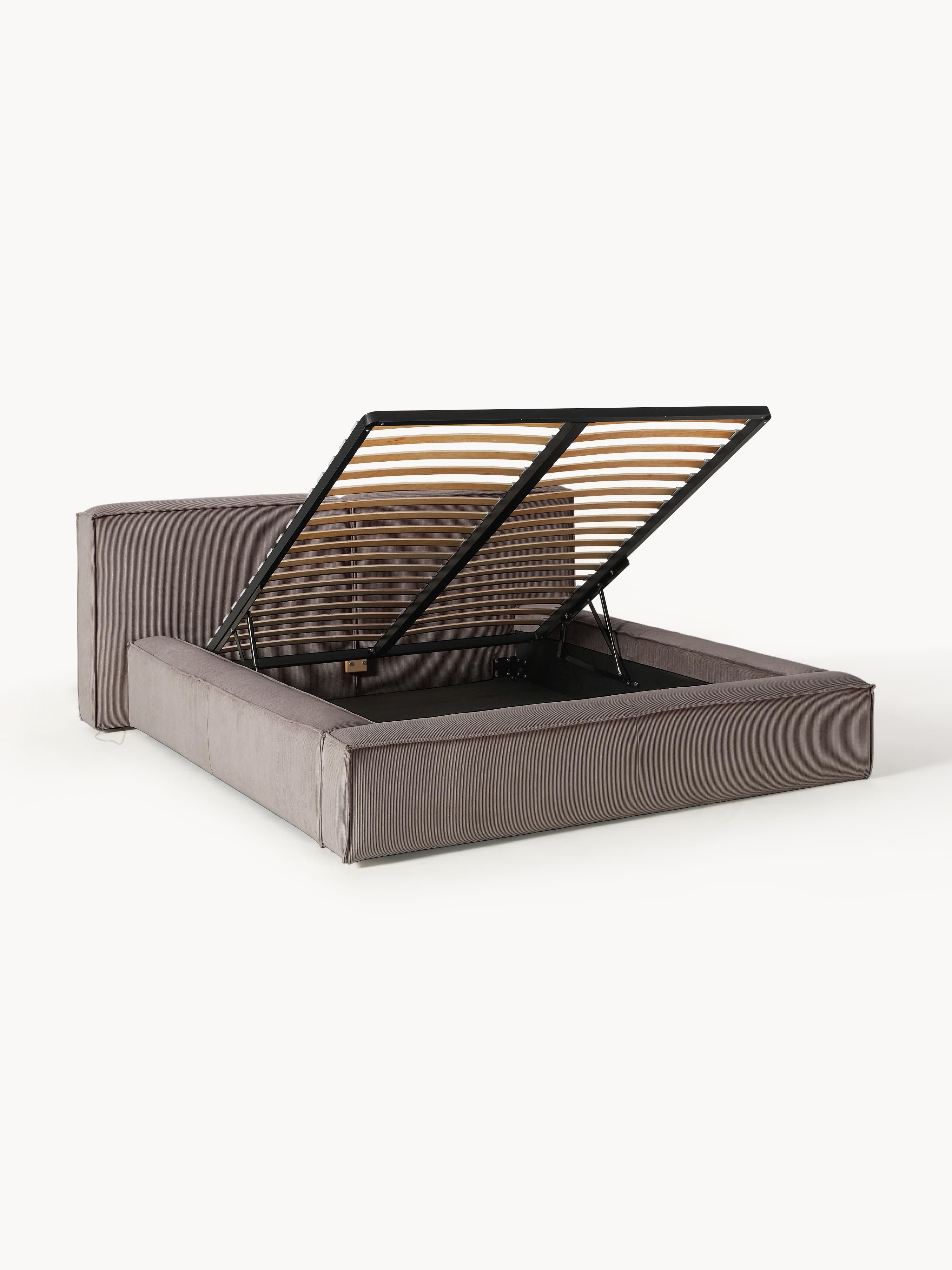 Gestoffeerd bed Lennon van corduroy met opbergruimte