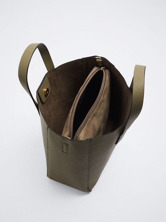 Bolsa de compras com bolsa removível - Cáqui
