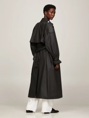 Trench coat oversized de abotoamento duplo